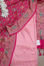 Pink Satin Silk Suit With Pink Banarasi Bandhani Pure Georgette Dupatta - Luxurion World