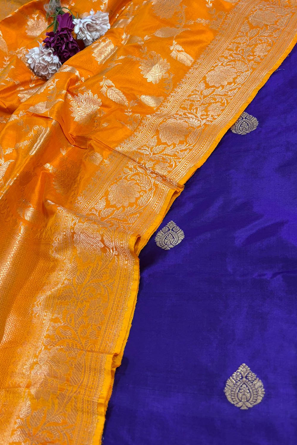 Elegant Purple Banarasi Handloom Pure Katan Silk Suit With Banarasi Handloom Pure Katan Silk Dupatta - Luxurion World