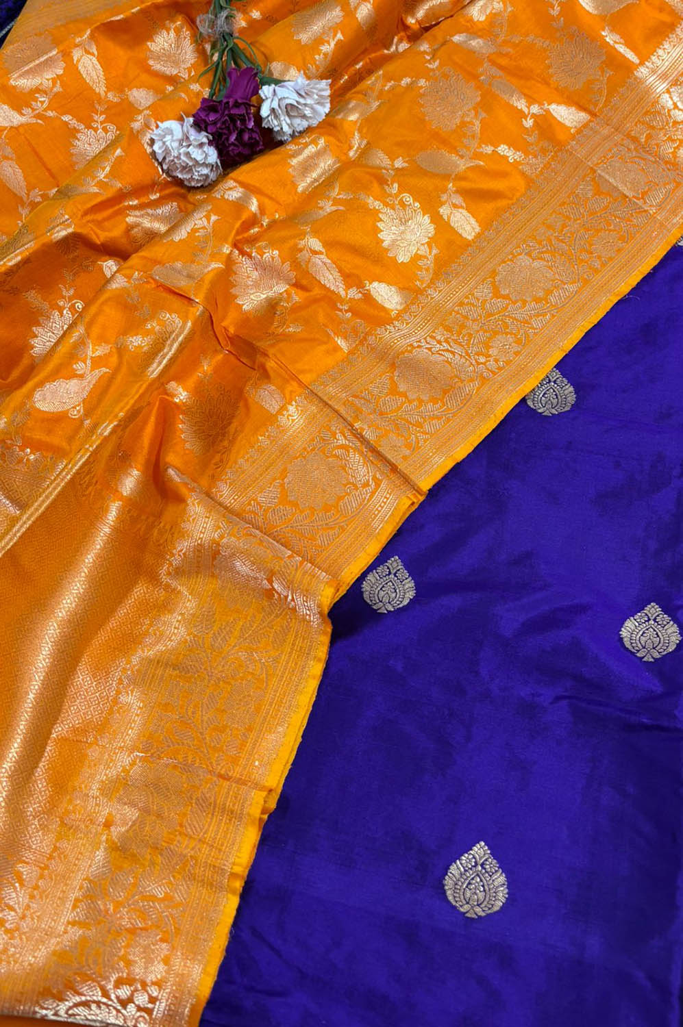 Elegant Purple Banarasi Handloom Pure Katan Silk Suit With Banarasi Handloom Pure Katan Silk Dupatta - Luxurion World