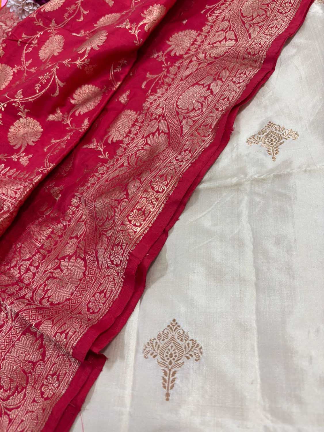 Elegant Pastel Banarasi Handloom Pure Katan Silk Suit With Banarasi Handloom Pure Katan Silk Dupatta - Luxurion World