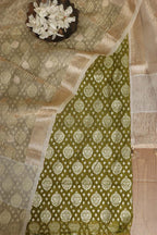Green Banarasi Chanderi Silk Suit With Dyeable Banarasi Handloom Tissue Silk Dupatta - Luxurion World