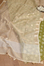 Green Banarasi Chanderi Silk Suit With Dyeable Banarasi Handloom Tissue Silk Dupatta - Luxurion World