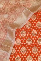 Elegant Orange Banarasi Chanderi Silk Suit With Dyeable Banarasi Handloom Tissue Silk Dupatta - Luxurion World