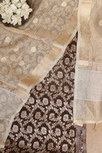 Elegant Brown Banarasi Chanderi Silk Suit With Dyeable Banarasi Handloom Tissue Silk Dupatta - Luxurion World