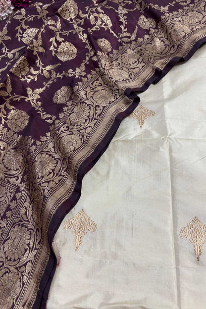 Elegant Pastel Banarasi Handloom Pure Katan Silk Suit With Banarasi Handloom Pure Katan Silk Dupatta - Luxurion World