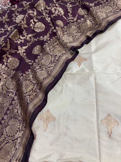 Elegant Pastel Banarasi Handloom Pure Katan Silk Suit With Banarasi Handloom Pure Katan Silk Dupatta - Luxurion World