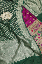 Purple Banarasi Silk Big Border Suit With Green Banarasi Handloom Pure Georgette Dupatta - Luxurion World