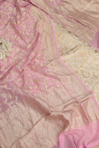 Pastel Banarasi Kimkhwab Silk Meenakari Suit With Pink Banarasi Handloom Pure Georgette Dupatta - Luxurion World