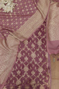 Purple Banarasi Silk Suit With Purple Banarasi Handloom Pure Moonga Silk Dupatta - Luxurion World