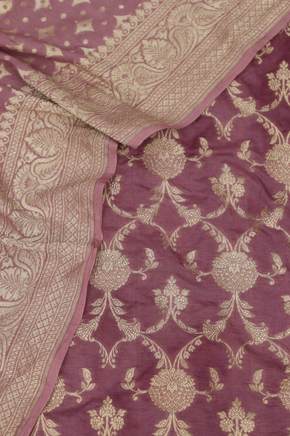 Purple Banarasi Silk Suit With Purple Banarasi Handloom Pure Moonga Silk Dupatta - Luxurion World