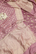 Purple Banarasi Silk Suit With Purple Banarasi Handloom Pure Moonga Silk Dupatta - Luxurion World