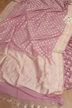 Purple Banarasi Silk Suit With Purple Banarasi Handloom Pure Moonga Silk Dupatta - Luxurion World