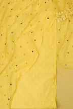 Yellow Pure Cotton Handloom Banarasi Suit With Banarasi Handloom Mul Cotton Dupatta - Luxurion World