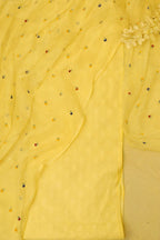 Yellow Pure Cotton Handloom Banarasi Suit With Banarasi Handloom Mul Cotton Dupatta - Luxurion World