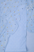 Blue Pure Cotton Handloom Banarasi Suit With Banarasi Handloom Mul Cotton Dupatta - Luxurion World