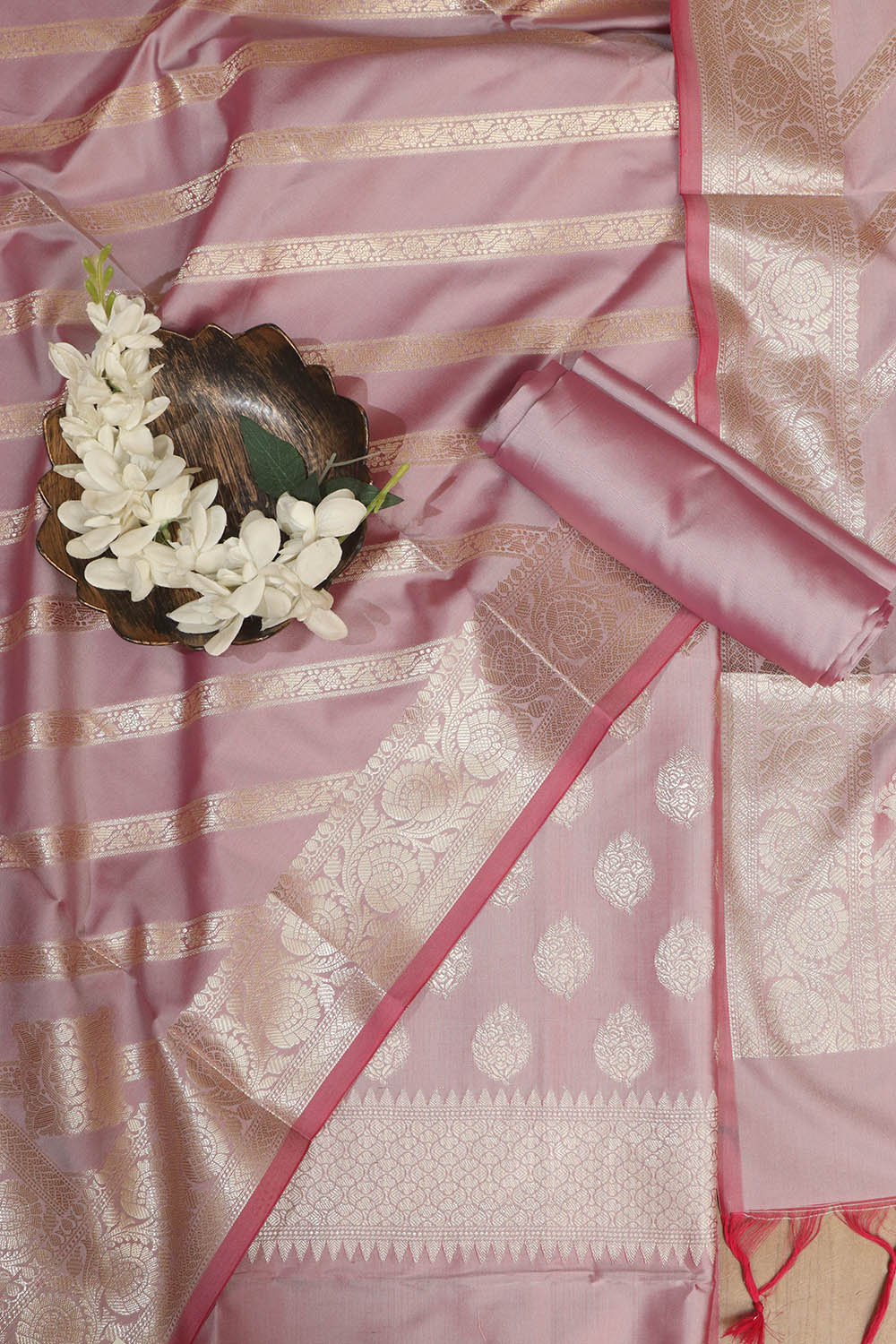 Elegant Purple Banarasi Silk Suit - Luxurion World