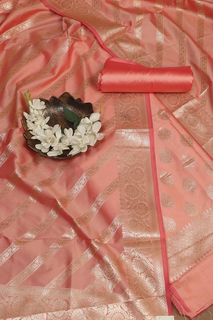 Elegant Orange Banarasi Silk Suit - Luxurion World