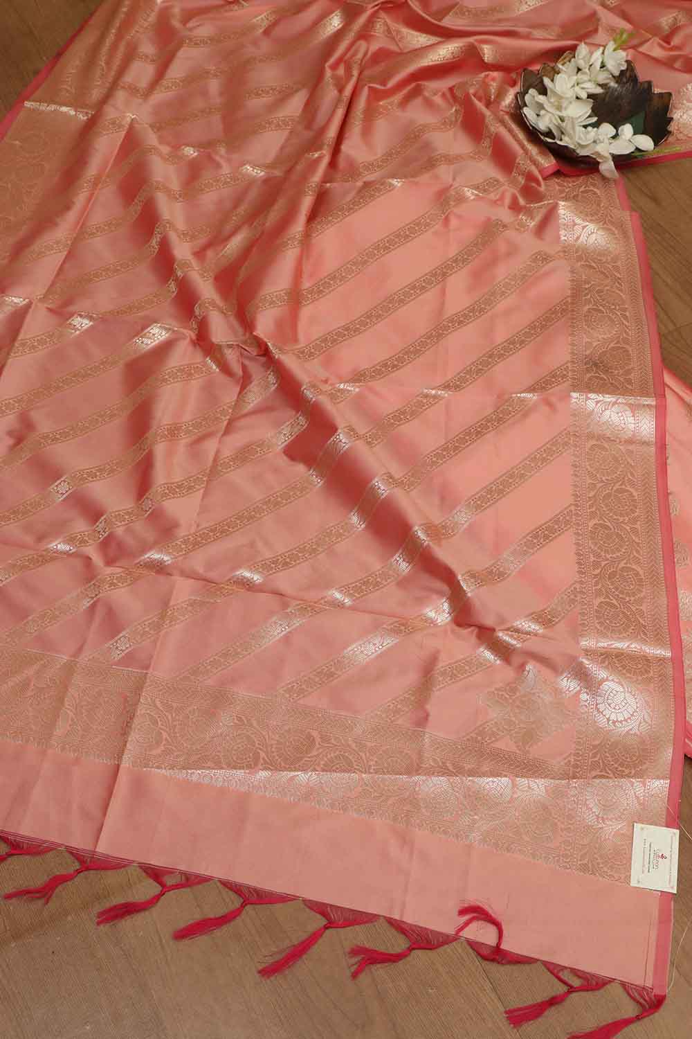 Elegant Orange Banarasi Silk Suit - Luxurion World