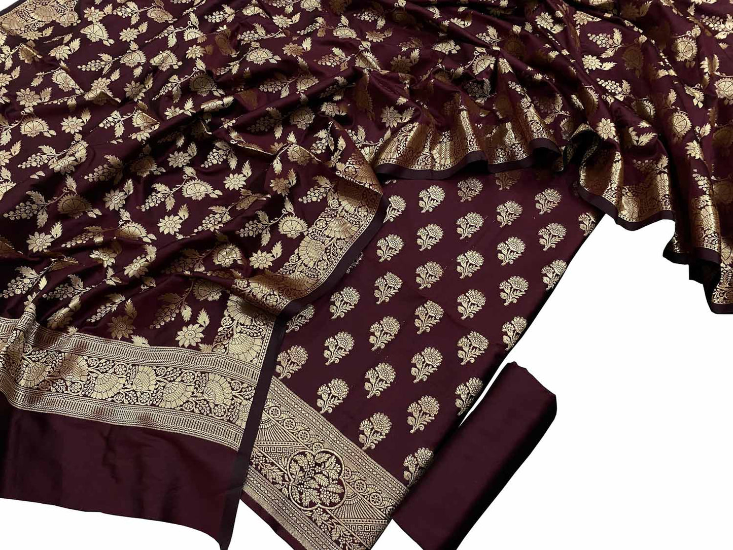 Elegant Maroon Banarasi Silk Suit - Luxurion World