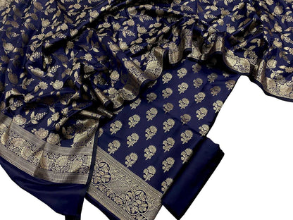Elegant Blue Banarasi Silk Suit Set - Luxurion World
