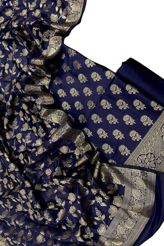 Elegant Blue Banarasi Silk Suit Set - Luxurion World