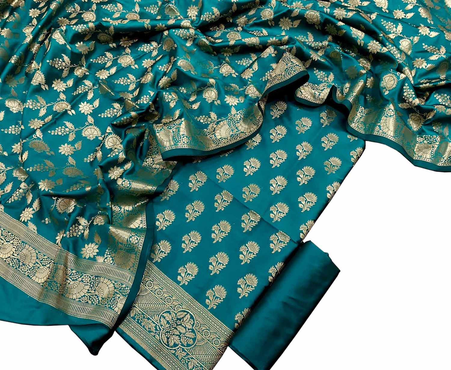 Elegant Blue Banarasi Silk Suit - Luxurion World