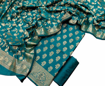 Elegant Blue Banarasi Silk Suit - Luxurion World
