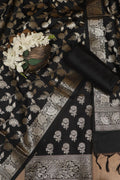 Elegant Black Banarasi Silk Suit - Luxurion World
