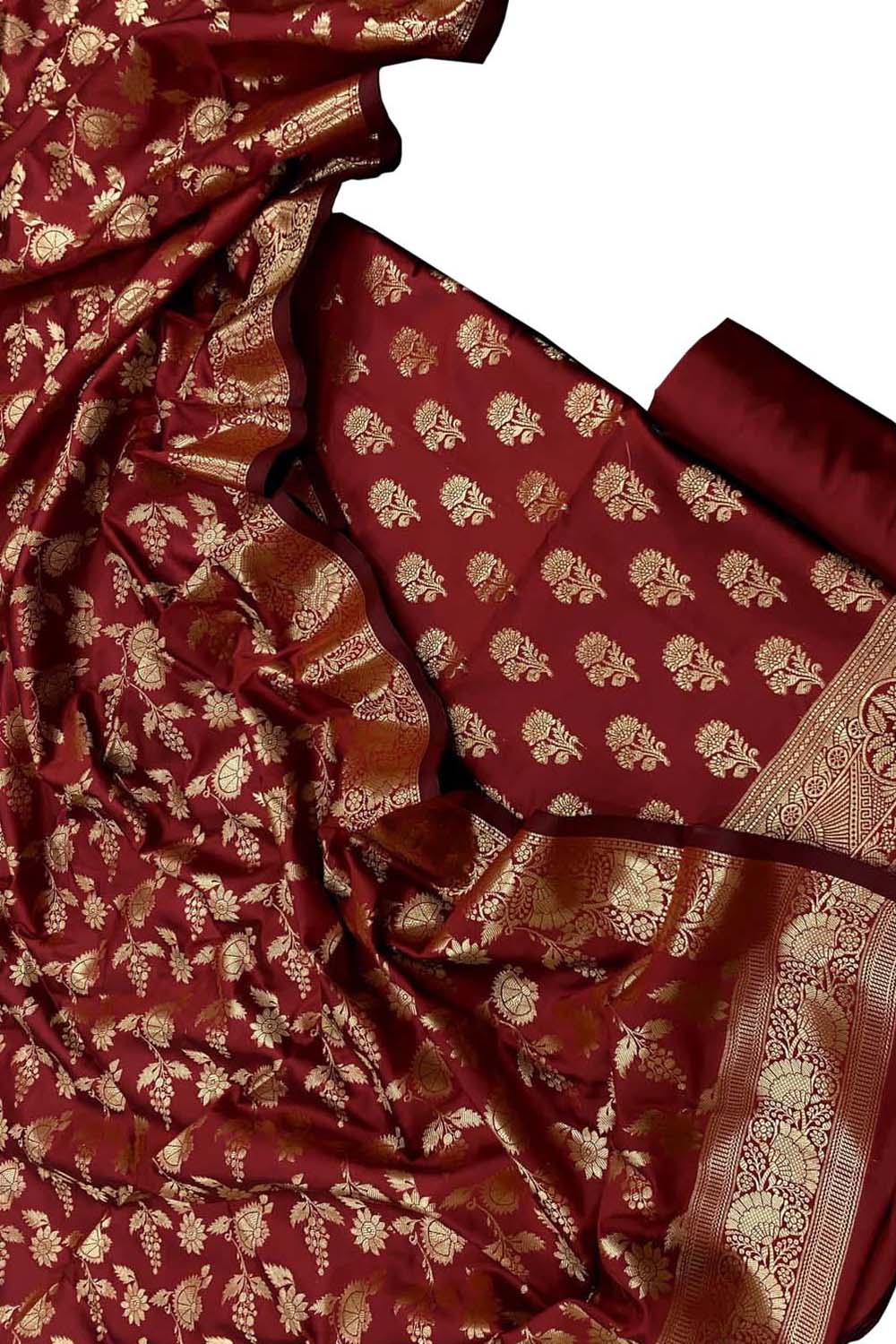 Elegant Maroon Banarasi Silk Suit - Luxurion World