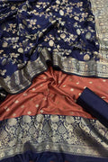 Stunning Onion Pink Banarasi Silk Unstitched Three Piece Suit Set - Luxurion World