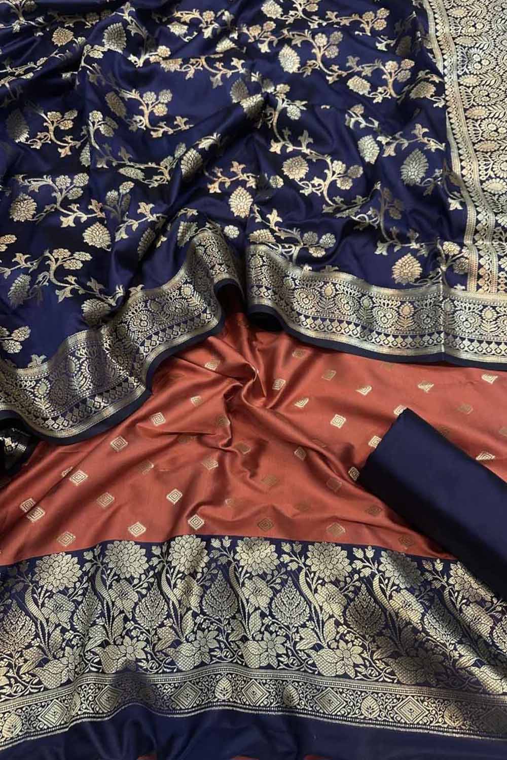 Stunning Onion Pink Banarasi Silk Unstitched Three Piece Suit Set - Luxurion World