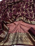 Stunning Onion Pink Banarasi Silk Unstitched Three Piece Suit Set - Luxurion World