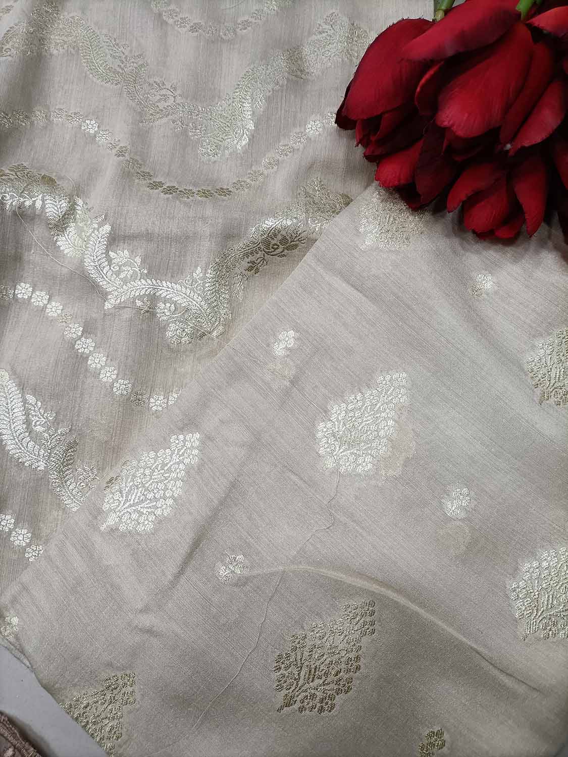 Exquisite Dyeable Banarasi Pure Moonga Silk Handloom Two Piece Unstitched Suit Set - Luxurion World