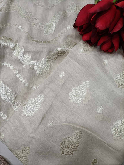 Exquisite Dyeable Banarasi Pure Moonga Silk Handloom Two Piece Unstitched Suit Set - Luxurion World