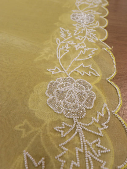 Stunning Yellow Banarasi Chanderi Silk Suit Set with Cutdana Embroidery & Organza Dupatta - Luxurion World