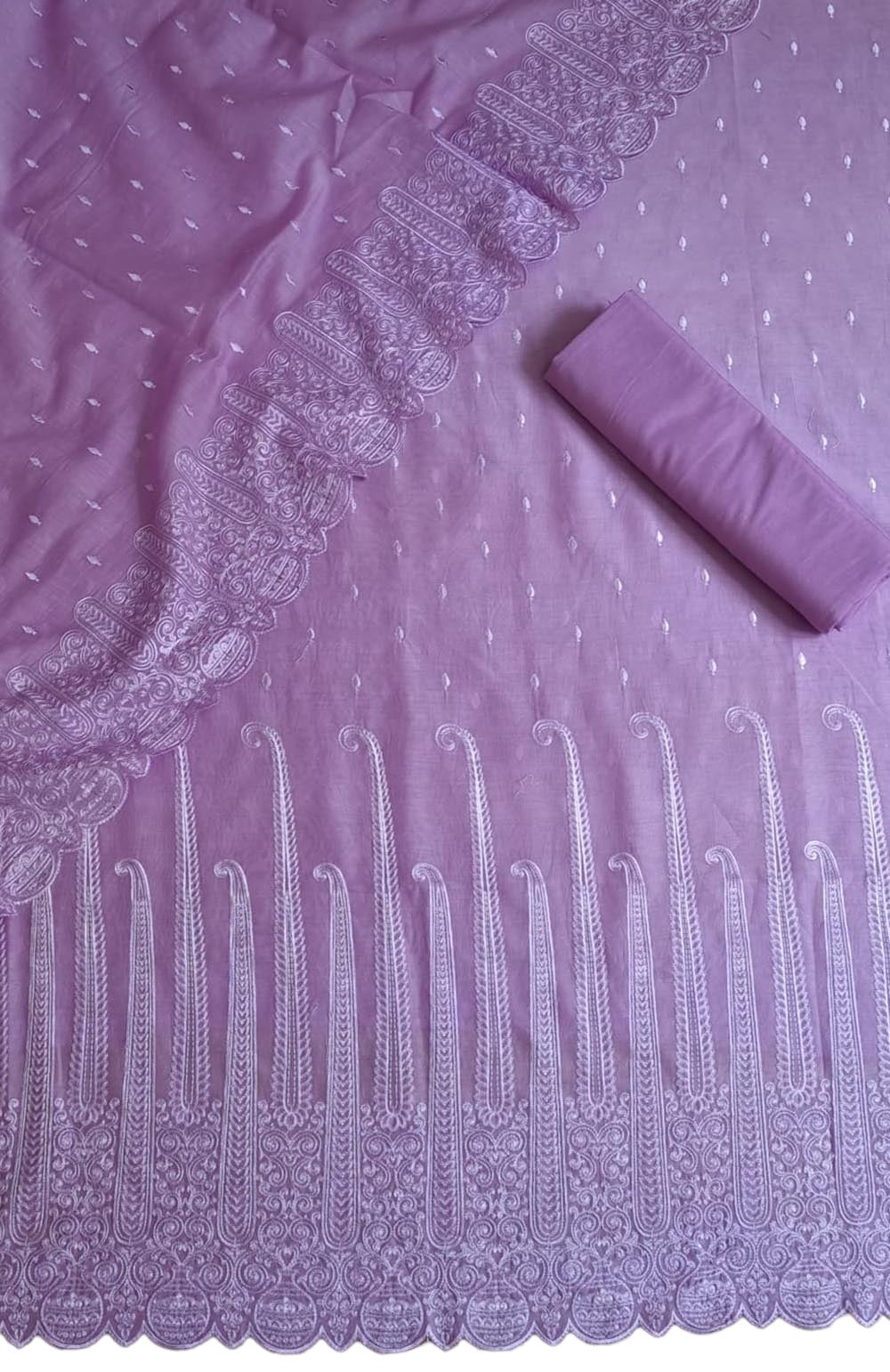 Chic Pink Chikankari Chanderi Suit Set - Unstitched 3-Piece for a Stunning Look - Luxurion World
