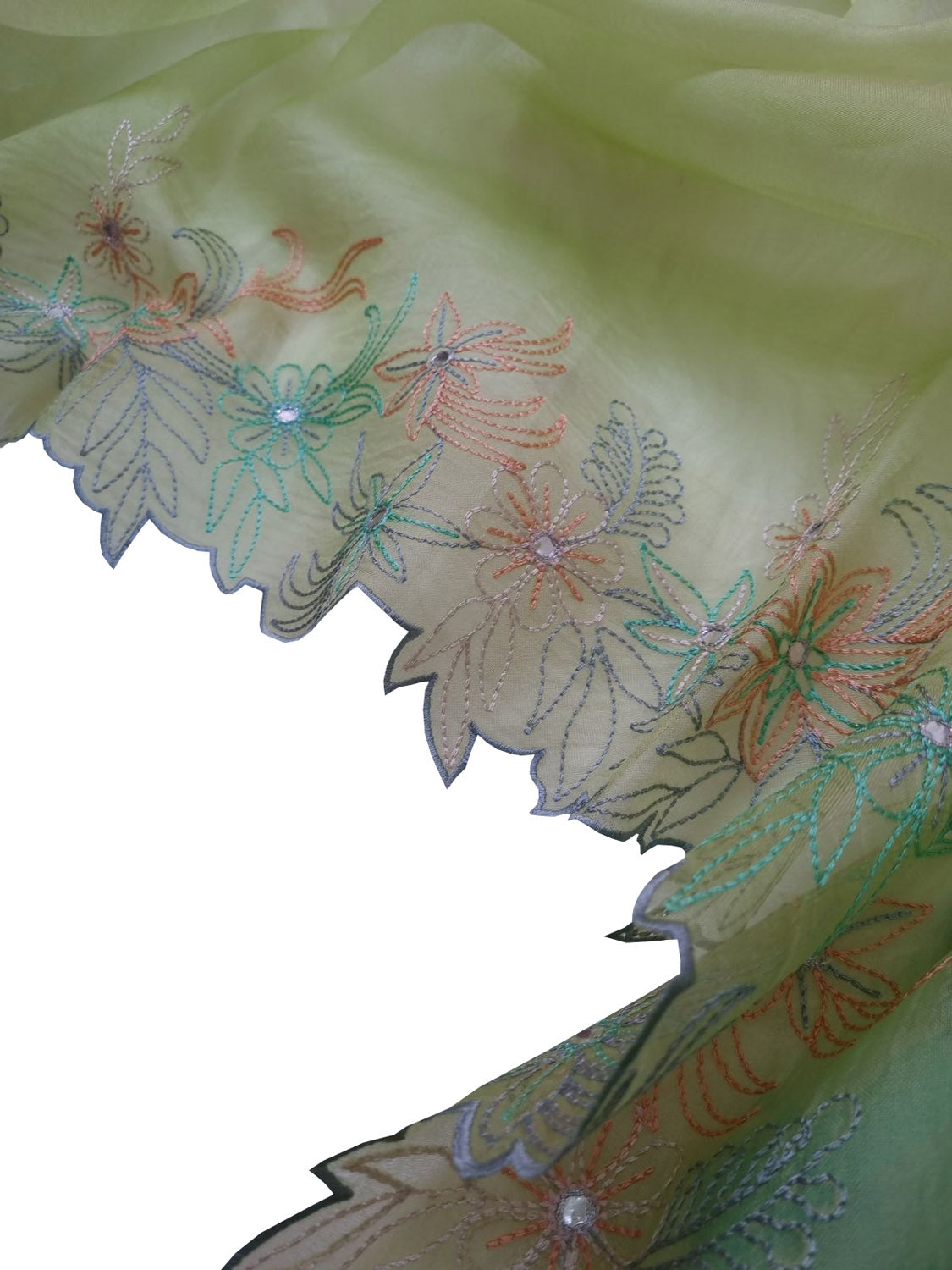 Green Banarasi Chanderi Silk Suit with Mirror Work - Luxurion World