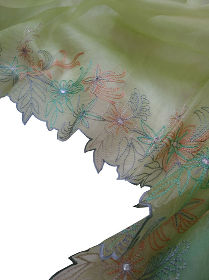 Green Banarasi Chanderi Silk Suit with Mirror Work - Luxurion World