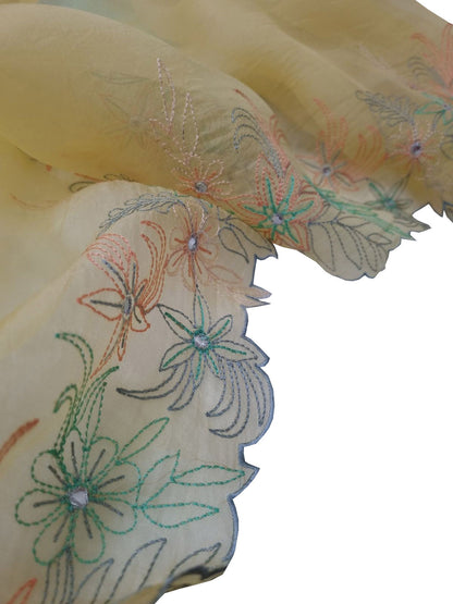 Yellow Banarasi Embroidered Chanderi Silk Suit with Mirror Work - Luxurion World