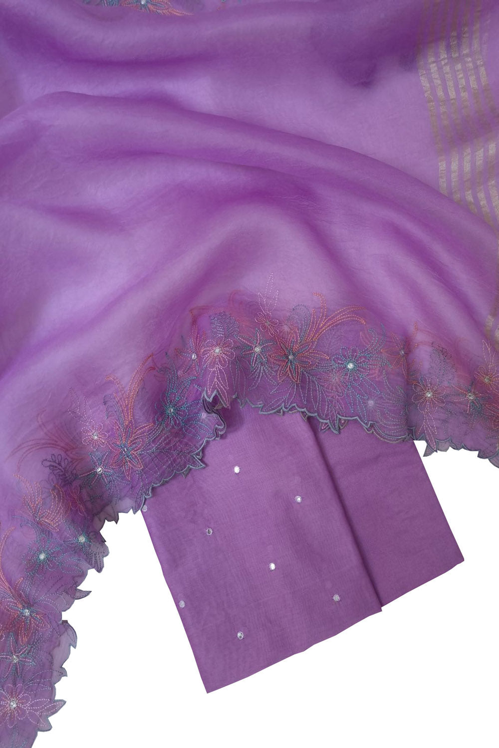 Exquisite Purple Banarasi Embroidered Chanderi Silk Suit - Luxurion World