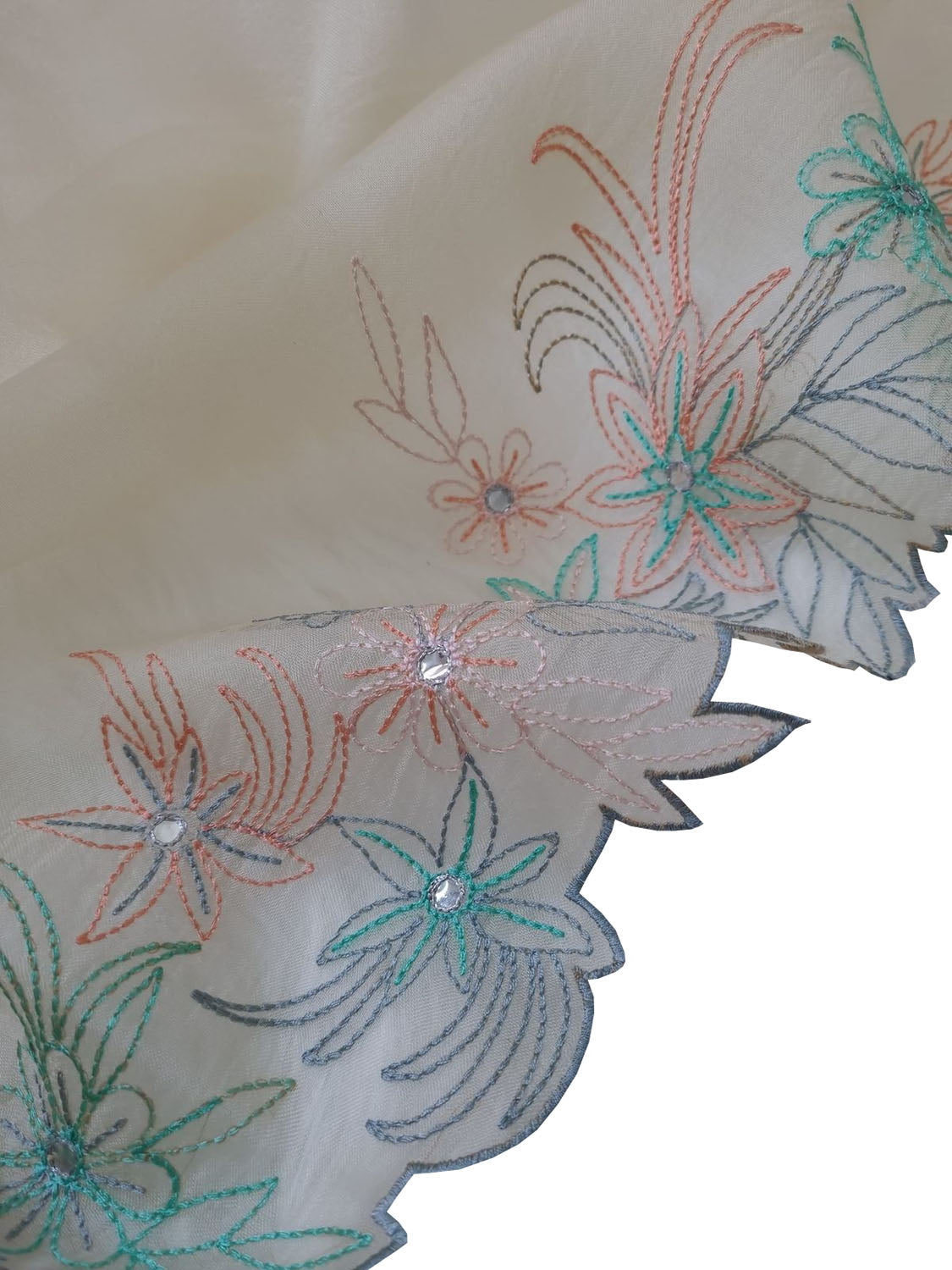 Elegant Off White Banarasi Silk Suit with Mirror Work - Luxurion World