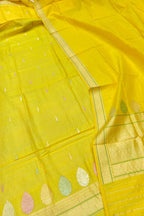 Yellow Pure Moonga Silk Handloom Banarasi Meenakari Suit Set - Luxurion World