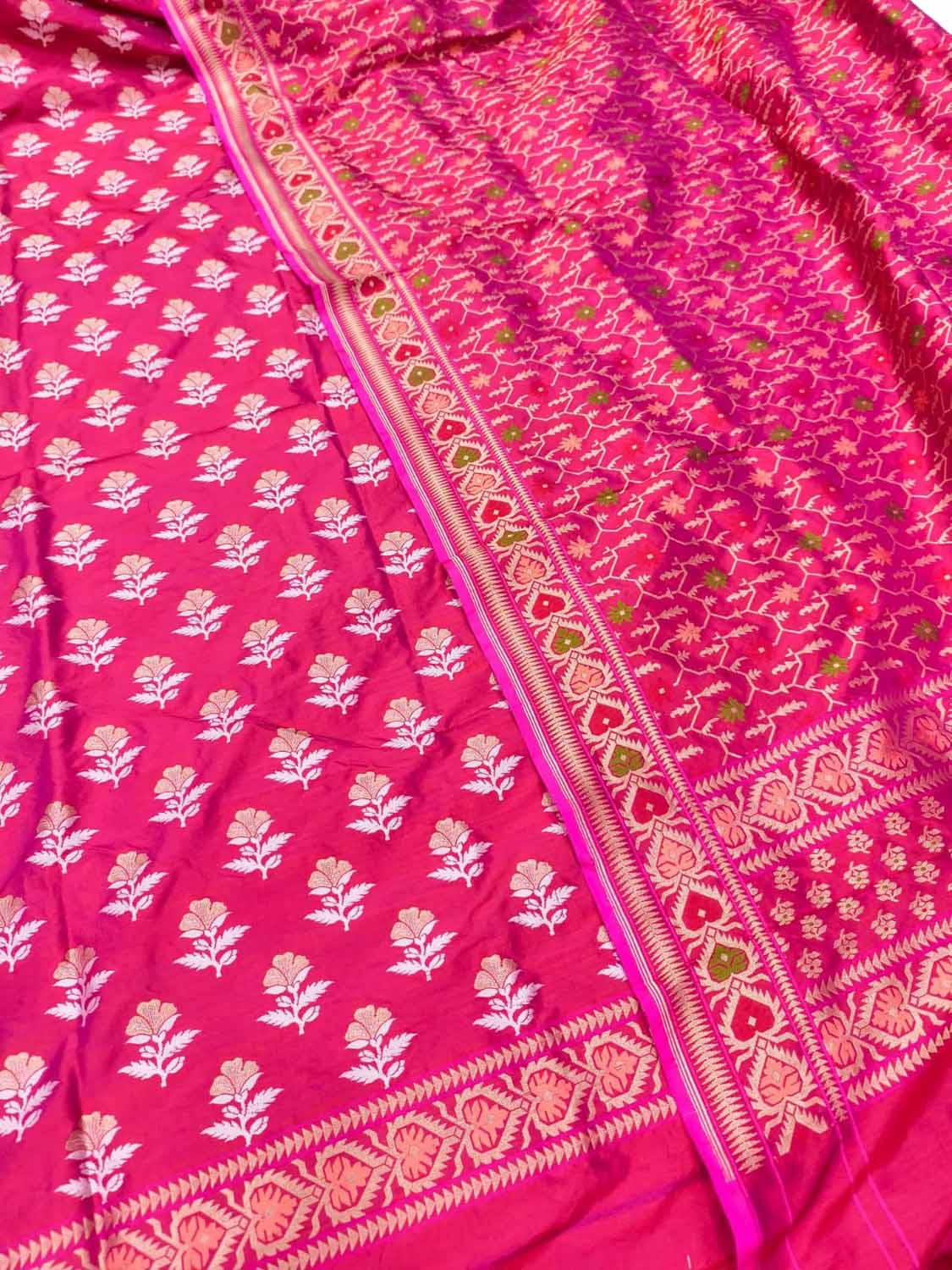 Pink Pure Katan Silk Banarasi Handloom Meenakari Suit Set - Luxurion World