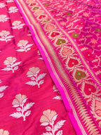 Pink Pure Katan Silk Banarasi Handloom Meenakari Suit Set - Luxurion World