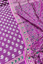 Purple Pure Katan Silk Banarasi Handloom Meenakari Suit Set - Luxurion World