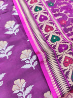 Purple Pure Katan Silk Banarasi Handloom Meenakari Suit Set - Luxurion World