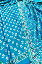 Blue Pure Katan Silk Banarasi Handloom Meenakari Suit Set - Luxurion World
