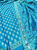 Blue Pure Katan Silk Banarasi Handloom Meenakari Suit Set - Luxurion World