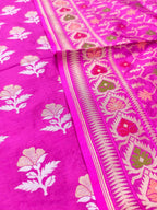 Pink Pure Katan Silk Banarasi Handloom Meenakari Suit Set - Luxurion World