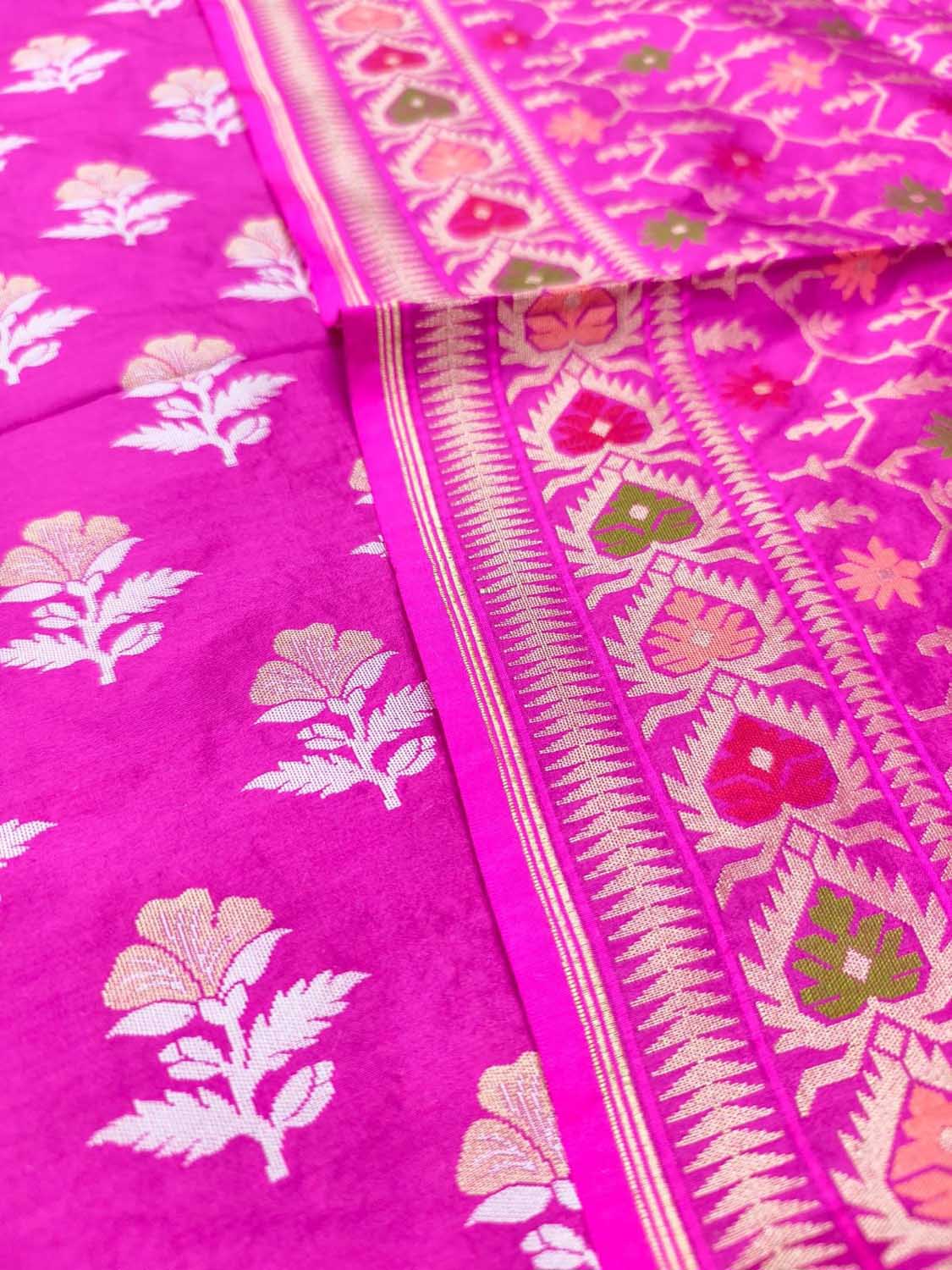 Pink Pure Katan Silk Banarasi Handloom Meenakari Suit Set - Luxurion World